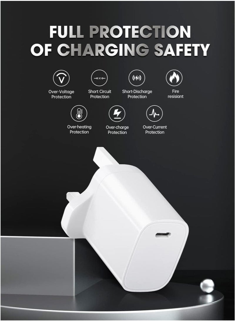 كينسو iPhone 20W Fast Charger | USB C Wall Fast Charger with 1m USB C to Lightning Cable Compatible with iPhone 16/16 Pro/16 Pro Max/15/14/SE2020/11/XR/XS Max/X/iPad - Image 4