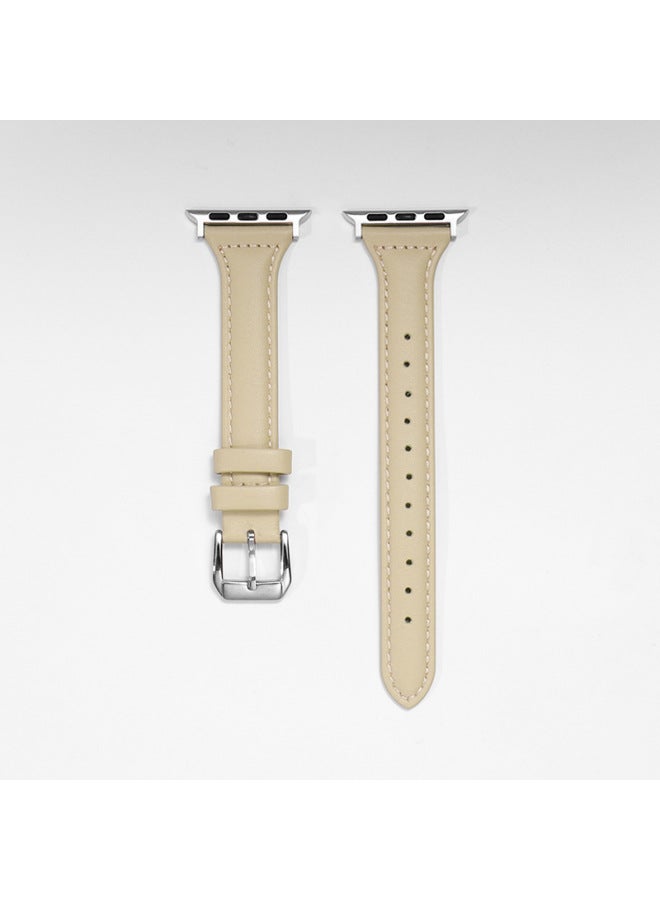 MSSM حزام مناسب لساعة آبل الذكية iWatch 4/5/6/7/8/ألترا، من الجلد الطبيعي عالي الجودة، تصميم نحيف وأنيق خاص بالرجال، مشبك خفيف الوزن - Image 1