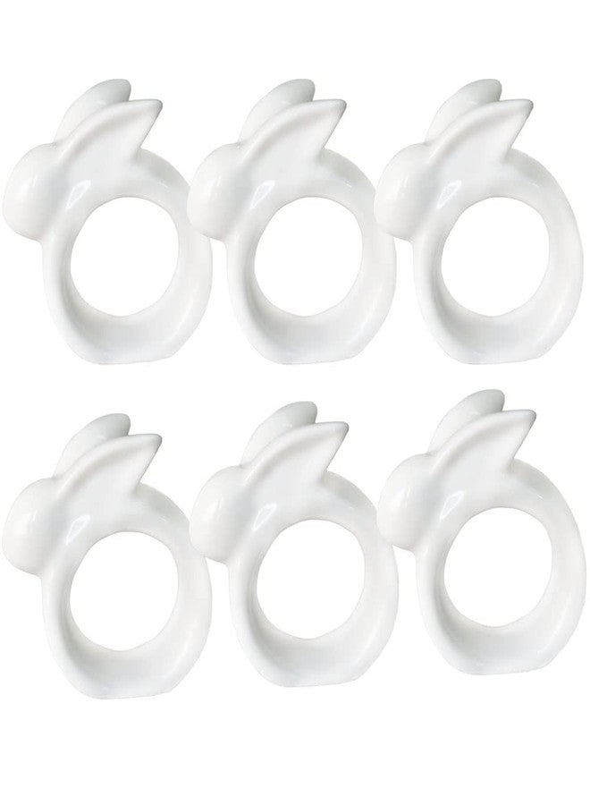 realideas Napkin Rings, Easter Bunny Napkin Rings for Easter Table Decor, Set of 6 Porcelain Rabbit Napkin Rings Holder for Easter Table Decor Dinning Room Dinner Spring Table Setting Decoration - Image 1