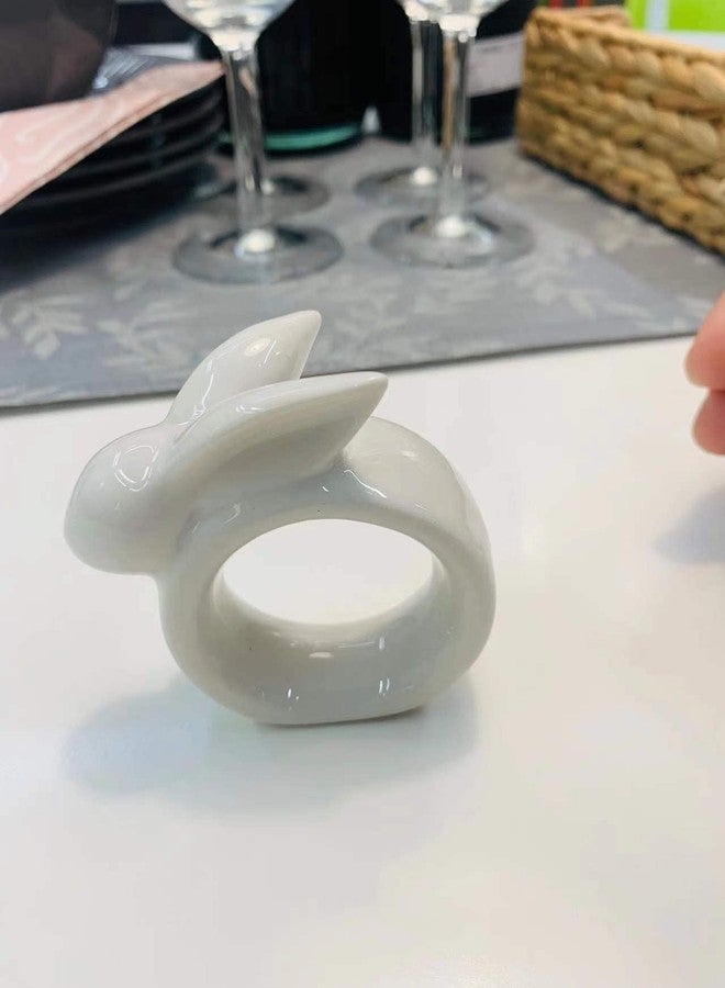 realideas Napkin Rings, Easter Bunny Napkin Rings for Easter Table Decor, Set of 6 Porcelain Rabbit Napkin Rings Holder for Easter Table Decor Dinning Room Dinner Spring Table Setting Decoration - Image 4