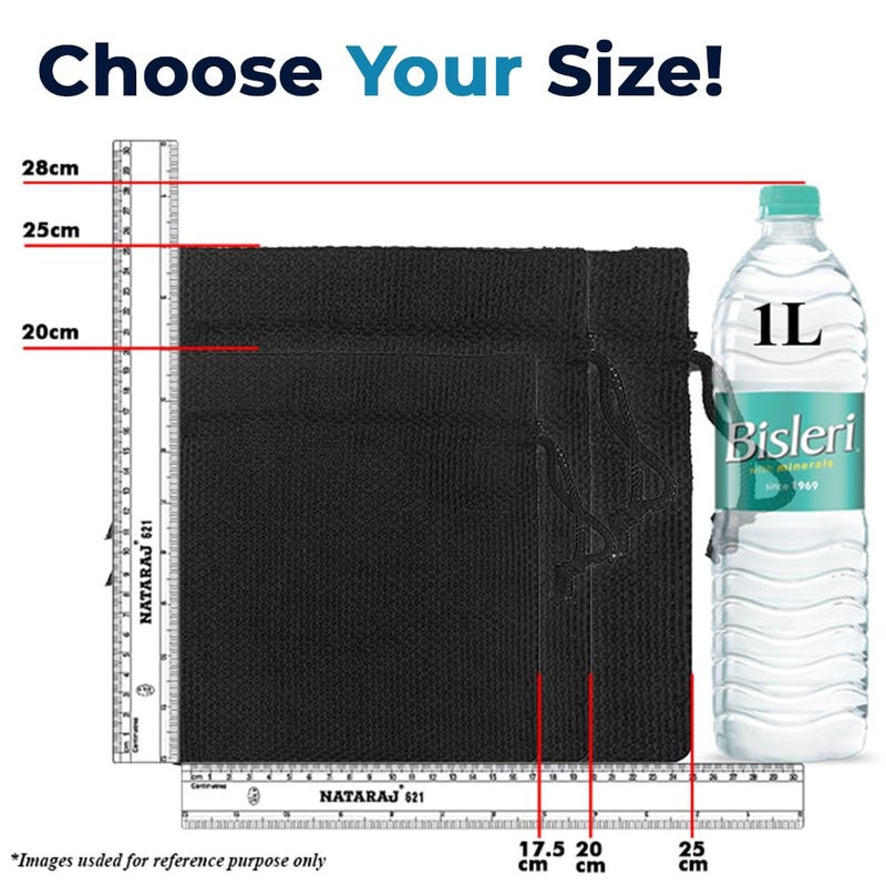 Lifekrafts black Jute Linen Pouches Birthday and Party Favour Bags Potlis for Functions, Baby Showers, Candy Bags Size-25x25 cm (Pack of 10) - Image 3