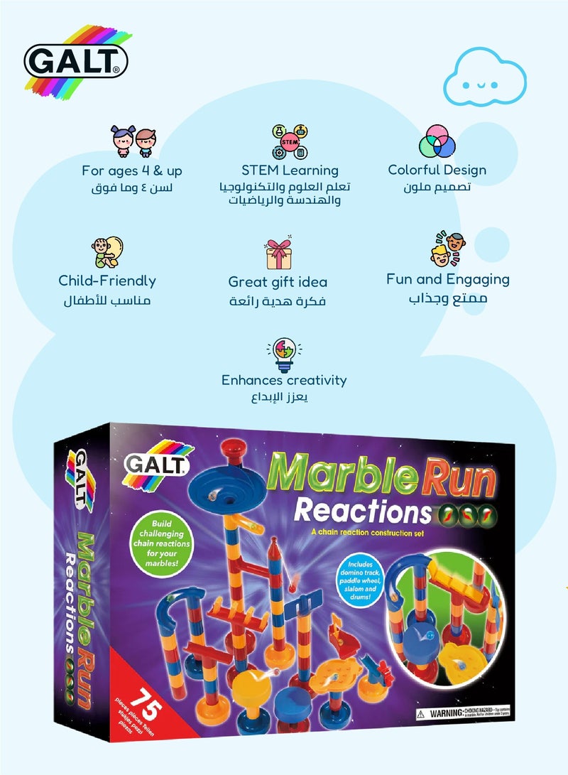 Galt Toys Marble Run Reactions | 75-Piece STEM Chain Reaction Toy | Build Fun Marble Maze | For Ages 4+ | No Batteries | Educational & Creative Play | 42x27x85 cm  - Image 2