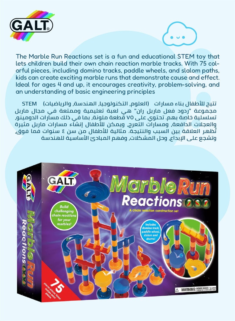Galt Toys Marble Run Reactions | 75-Piece STEM Chain Reaction Toy | Build Fun Marble Maze | For Ages 4+ | No Batteries | Educational & Creative Play | 42x27x85 cm  - Image 4