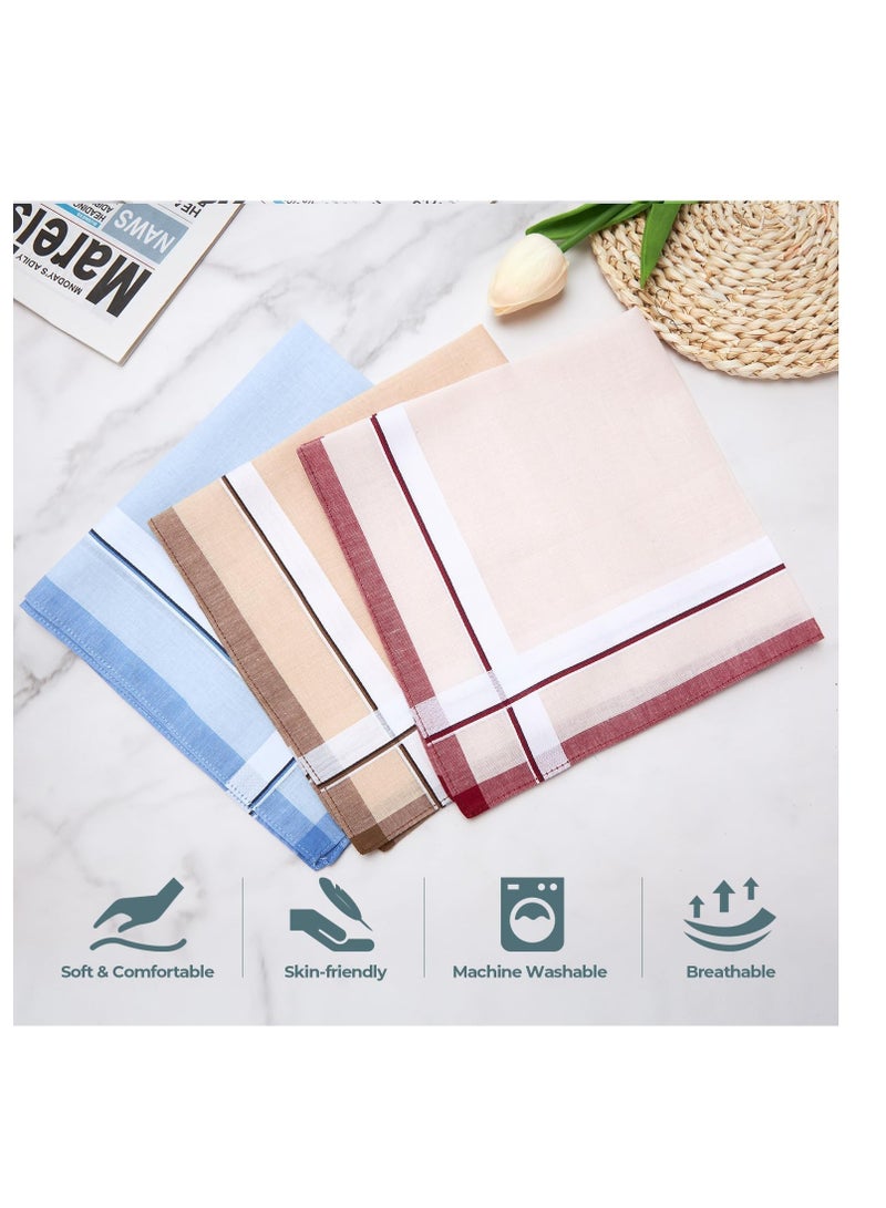 Men's Cotton Handkerchiefs Set of 12, Classic Pocket Squares with Elegant Patterns in Assorted Colors, Perfect Gift for Him - Image 2