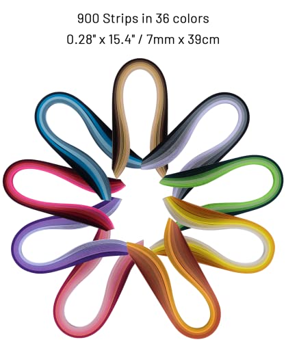 YURROAD Quilling Paper Strips Set 36 Colors 7mm Width 39cm Length 900 Strips for Art DIY Craft - Image 3