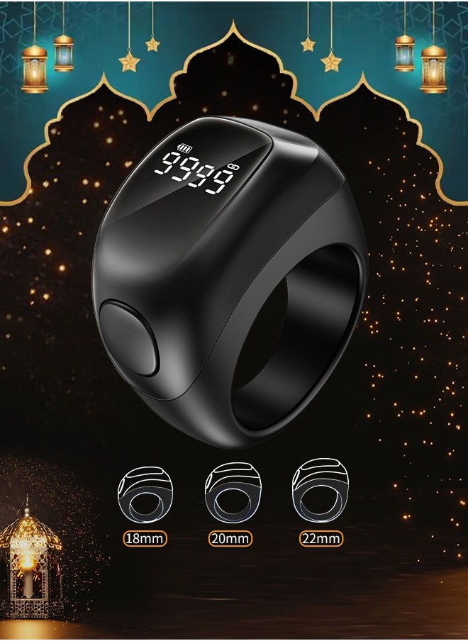 BESTIS 2025 New Zikr Smart Ring OLED Display Tasbih Counter with Include 3 Compatible Sizes(18mm/ 20mm/ 22mm) 5 Prayer Reminder, 3 Tasbih Reminder, BT Connectivity Black  - Image 1