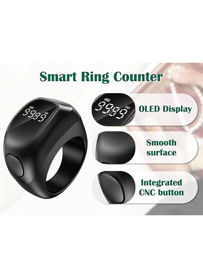 BESTIS 2025 New Zikr Smart Ring OLED Display Tasbih Counter with Include 3 Compatible Sizes(18mm/ 20mm/ 22mm) 5 Prayer Reminder, 3 Tasbih Reminder, BT Connectivity Black  - Image 3