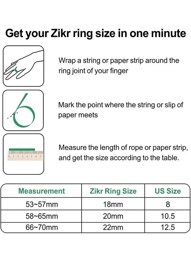 2025 New Zikr Smart Ring OLED Display Tasbih Counter with Include 3 Compatible Sizes(18mm/ 20mm/ 22mm) 5 Prayer Reminder, 3 Tasbih Reminder, BT Connectivity Black