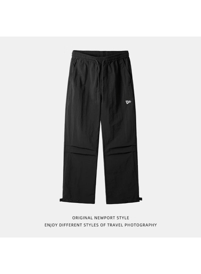 Homlean American Style Outdoor Water-repellent Work Pants Men Autumn Loose Wide-leg Hiking Casual Trousers Hl23 Black 2XL - Image 4