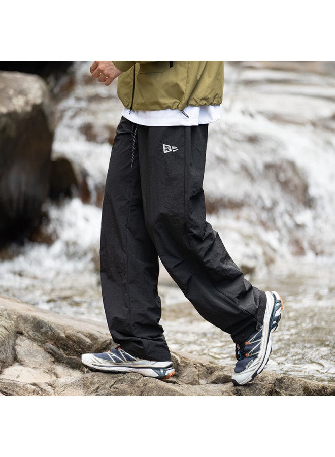 Homlean American Style Outdoor Water-repellent Work Pants Men Autumn Loose Wide-leg Hiking Casual Trousers Hl23 Black 2XL - Image 1