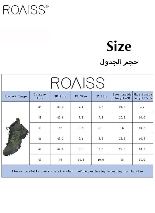 roaiss - Men's Ankle High Hiking Shoes Rubber Breathable Mesh Patchwork Outdoor Shoes Convenient Buckle Design With Rubber Anti Slip Sole Colorblock Sneakers - Image 1