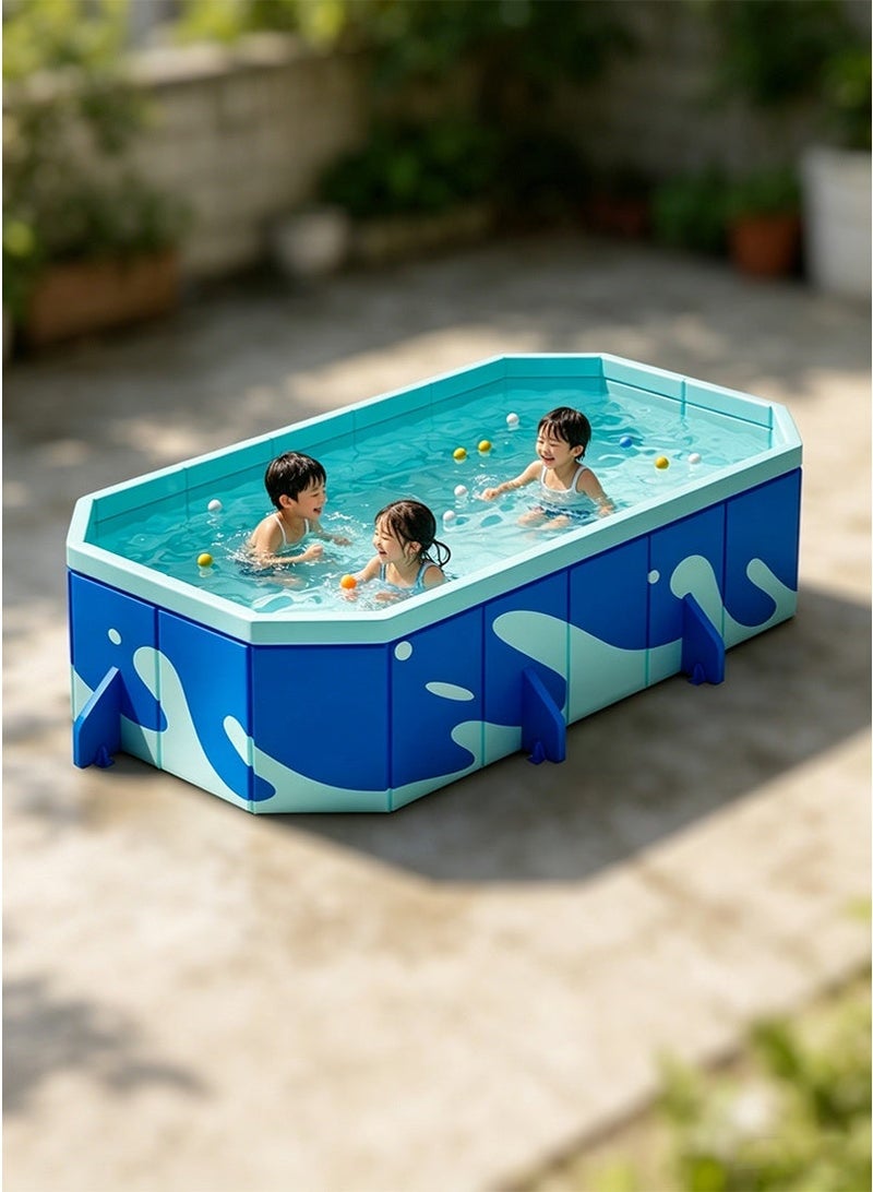 TAPIT 186x118x48CM Non-Inflatable Foldable Swimming Pool for Family Kids, Rectangular Sturdy and Durable Swimming Pool for Summer Outdoor Pool Fun, Suitable for 1-4 People - Image 1