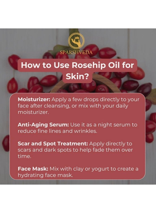 Sparshveda زيت الورد سبارشفيدا - زيت بذور الورد 100% نقي للوجه، البشرة، الشعر، الشفاه والجسم | زيت طبيعي لندبات حب الشباب، تدليك الوجه، مكافحة الشيخوخة، إصلاح البشرة الجافة - 120 مل - Image 4