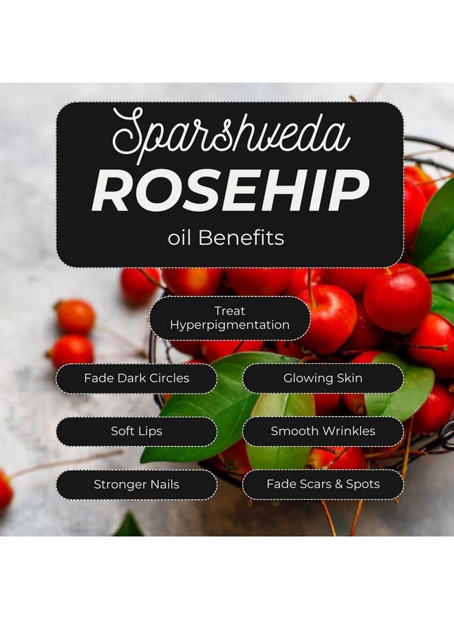 Sparshveda زيت الورد سبارشفيدا - زيت بذور الورد 100% نقي للوجه، البشرة، الشعر، الشفاه والجسم | زيت طبيعي لندبات حب الشباب، تدليك الوجه، مكافحة الشيخوخة، إصلاح البشرة الجافة - 120 مل - Image 2
