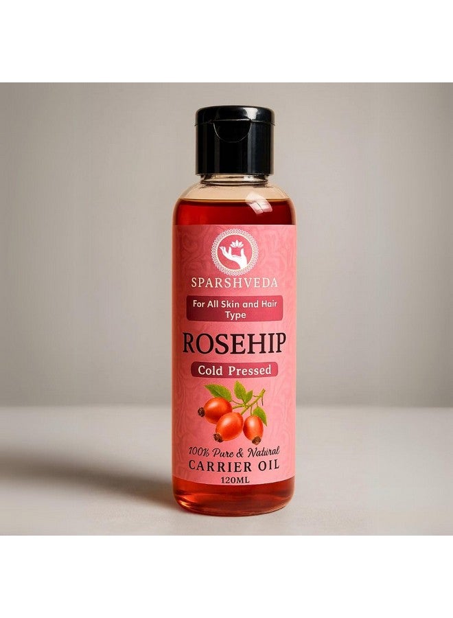 Sparshveda زيت الورد سبارشفيدا - زيت بذور الورد 100% نقي للوجه، البشرة، الشعر، الشفاه والجسم | زيت طبيعي لندبات حب الشباب، تدليك الوجه، مكافحة الشيخوخة، إصلاح البشرة الجافة - 120 مل - Image 1