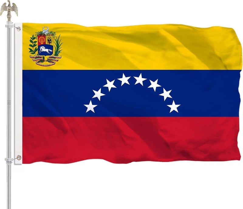 salmophy Venezuela Flag 8 Stars 3x5 Feet Bandera De Venezuela 8 Estrellas Grande Guayana BolÃ­var 1817 Vivid Color with 2 Brass Grommets 2 Rows of Stitches - Image 1