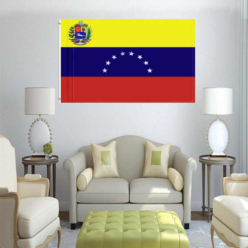 salmophy Venezuela Flag 8 Stars 3x5 Feet Bandera De Venezuela 8 Estrellas Grande Guayana BolÃ­var 1817 Vivid Color with 2 Brass Grommets 2 Rows of Stitches - Image 3