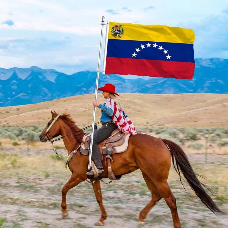 salmophy Venezuela Flag 8 Stars 3x5 Feet Bandera De Venezuela 8 Estrellas Grande Guayana BolÃ­var 1817 Vivid Color with 2 Brass Grommets 2 Rows of Stitches - Image 2