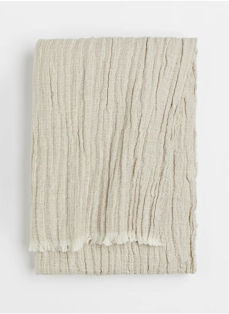 اتش اند ام Crinkled Linen-Blend Blanket