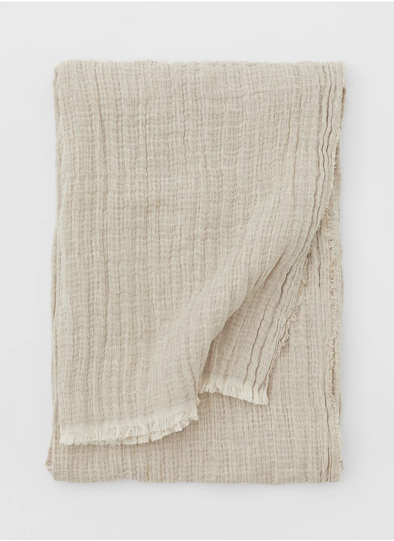 H&M Crinkled Linen-Blend Blanket