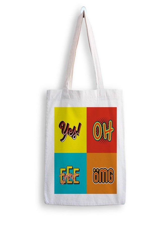 ARTBUG Tote Bag for Women with zip, Aesthetic Canvas tote bag for college girls, office, stylish and reusable - Yes - D No - 023 - Image 1
