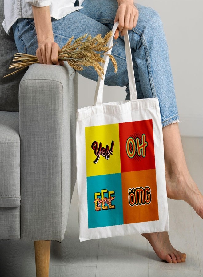 ARTBUG Tote Bag for Women with zip, Aesthetic Canvas tote bag for college girls, office, stylish and reusable - Yes - D No - 023 - Image 2