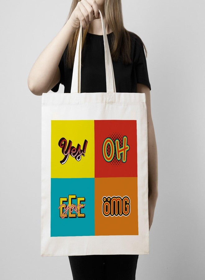 ARTBUG Tote Bag for Women with zip, Aesthetic Canvas tote bag for college girls, office, stylish and reusable - Yes - D No - 023 - Image 3