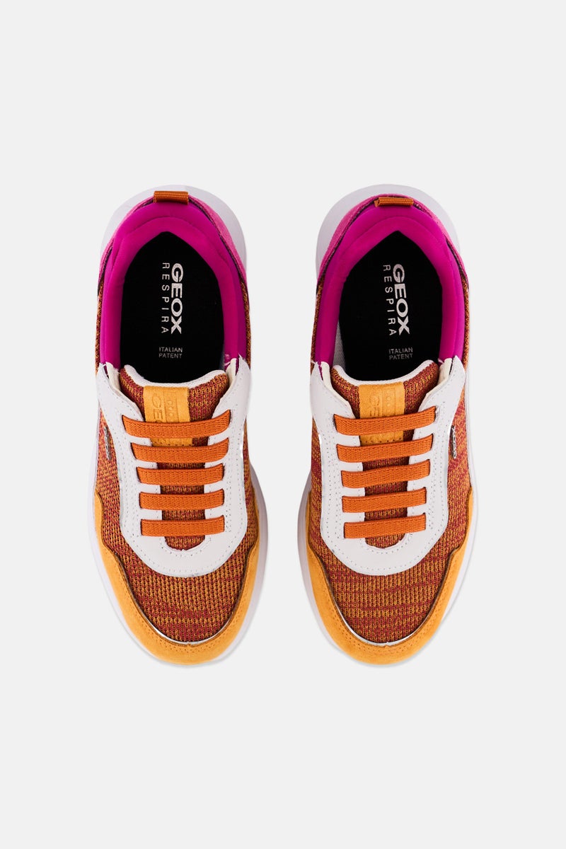 GEOX Women Spherica Slip On Casual Sneaker, Orange - Image 3