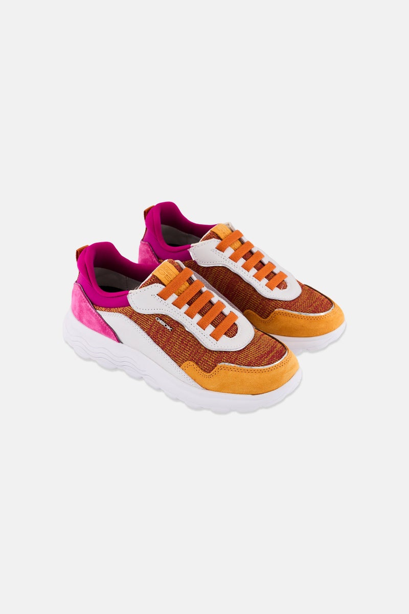 GEOX Women Spherica Slip On Casual Sneaker, Orange - Image 1