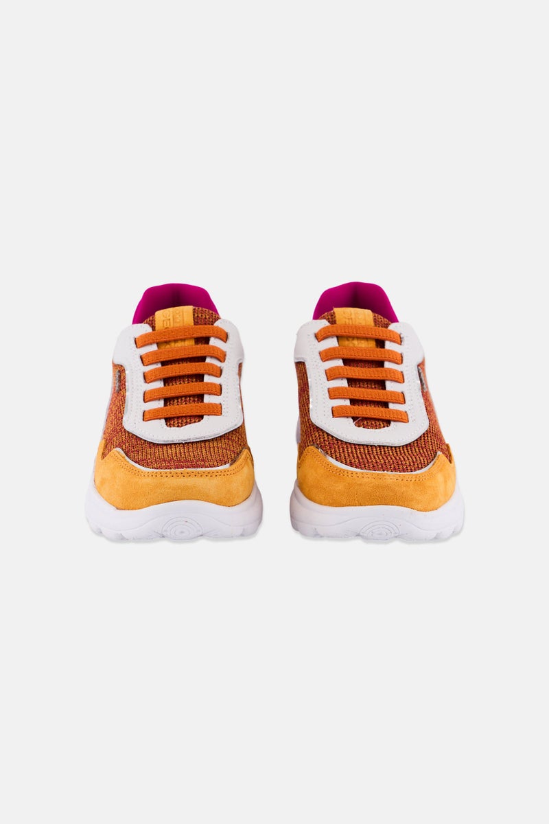 GEOX Women Spherica Slip On Casual Sneaker, Orange - Image 4