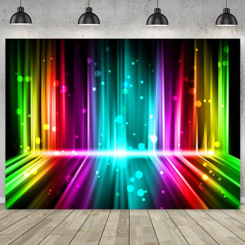 Sensfun Lets Glow Party Backdrop Music Disco Dance Rainbow Neon Photography Background Birthday Newborn Photo Studio Vinyl Banner Photoshoot Prop Cake Table Decor 10x7FT