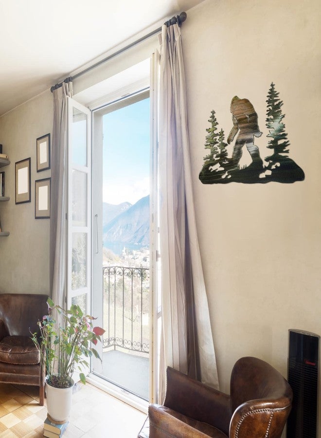 Demissle Bigfoot Sasquatch Gift Bigfoot Decor Big Foot Wall Art Sign Gift for Men 15.7 x 11 Inch Sasquatch Metal Yard Sign for Garage Garden Street Forest Christmas Decor Outdoor Indoor(Colorful) - Image 5