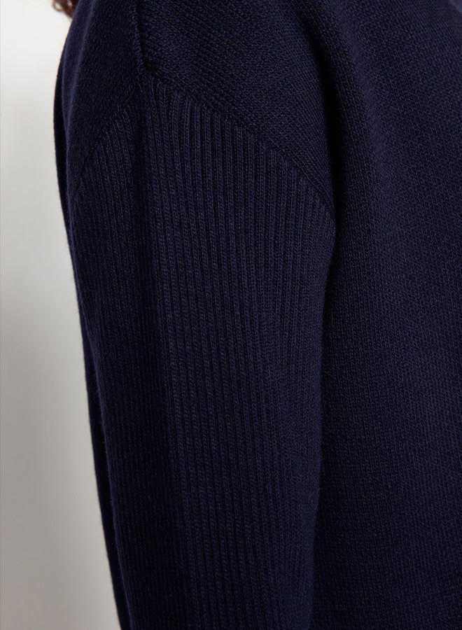 trendyol Dark Navy Blue Slit Wide Leg Knitwear Two Piece Set TCTAW24US00028 - Image 5
