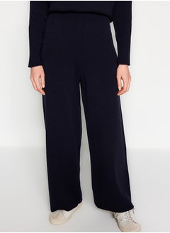 trendyol Dark Navy Blue Slit Wide Leg Knitwear Two Piece Set TCTAW24US00028  - Image 4