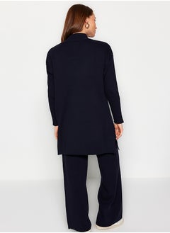 trendyol Dark Navy Blue Slit Wide Leg Knitwear Two Piece Set TCTAW24US00028  - Image 5