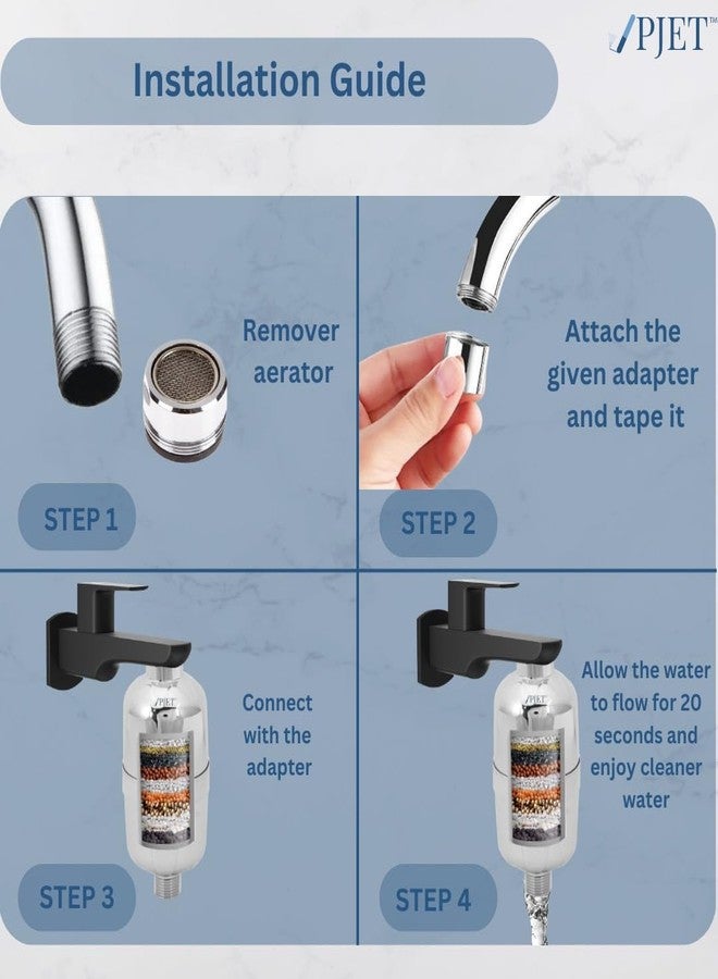PJET Silver Hard Water Softener for Tap | Water Softener for Tap & Bathroom | Shower & Tap Filter for Hard Water | Water Purifier for Bathroom Use - Image 4