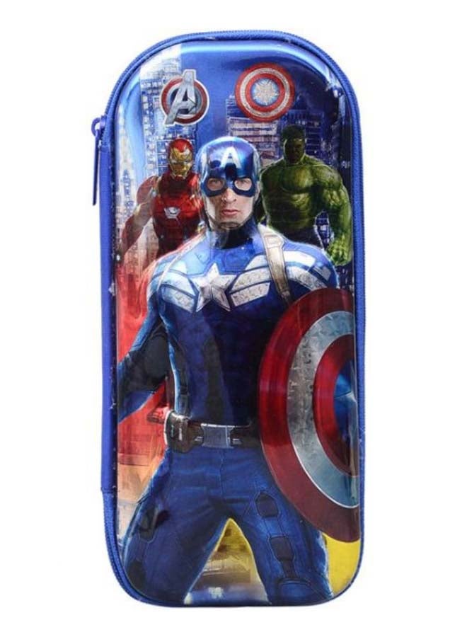 3D Captain America Hero Printed Pencil Case Multicolour - Image 1