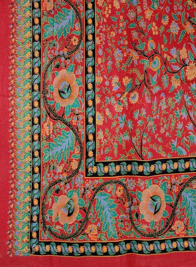India Arts Cotton Tree of Life Tapestry Wall Hanging Floral Bed sheet thin lightweight Bedspread Tablecloth Rectangle Beach sheet Red Full 88 x 104 in - Image 1