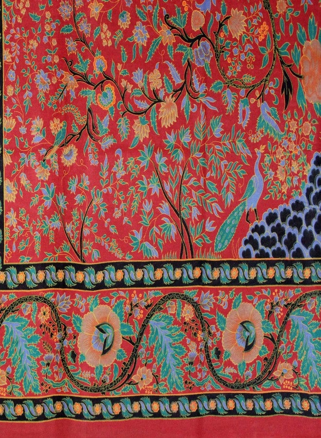 India Arts Cotton Tree of Life Tapestry Wall Hanging Floral Bed sheet thin lightweight Bedspread Tablecloth Rectangle Beach sheet Red Full 88 x 104 in - Image 4