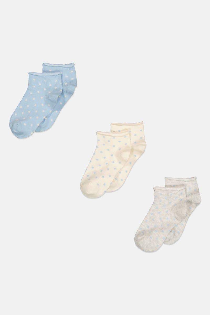 bebe Kids Girl 3 Pair Polka Dots Crew Socks, Multicolor - Image 1