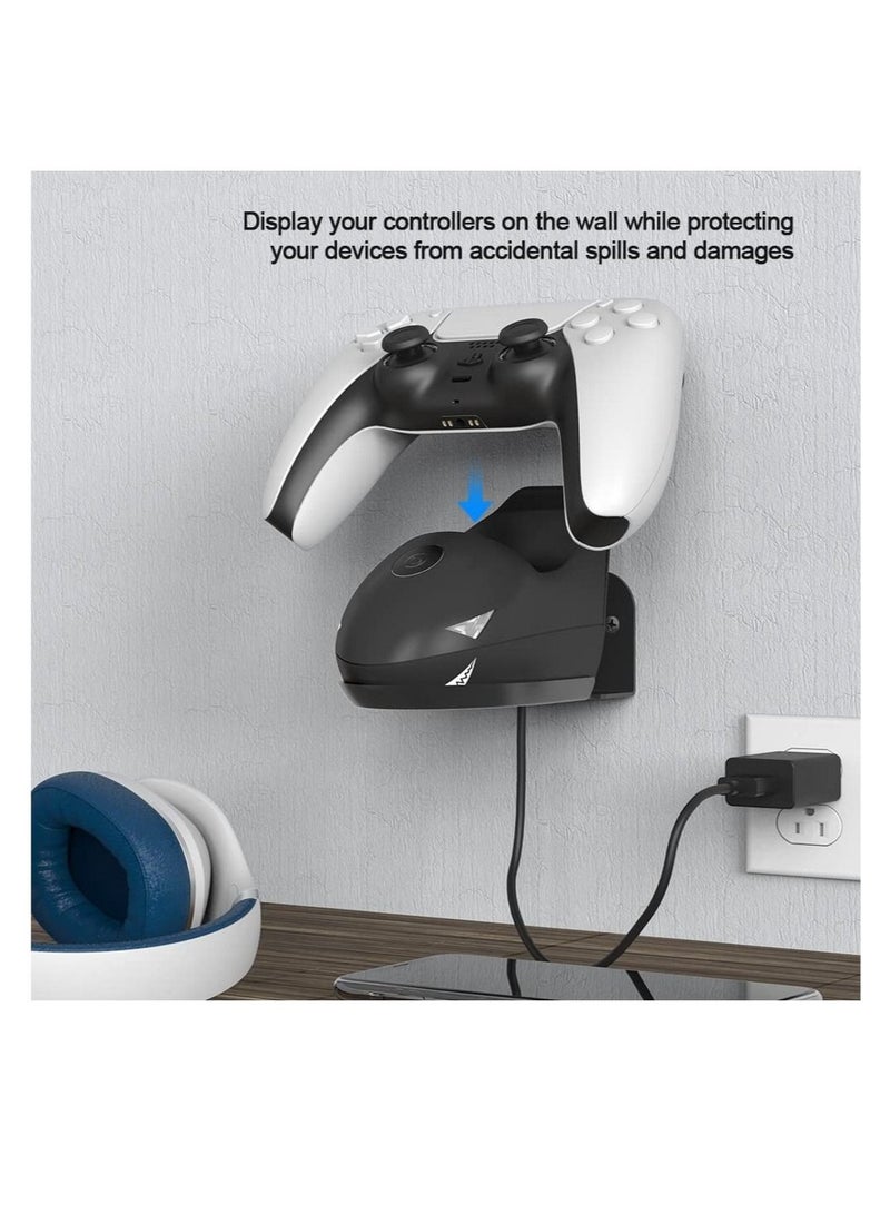 Captaintech PS5 Controller Charging Stand, with Unique Shape Supports wall mount Compatible with PS5 controller PS5 DualSense controller Charging Station Fast PS5 DualSense Charging with LED indicator (Black) - Image 4