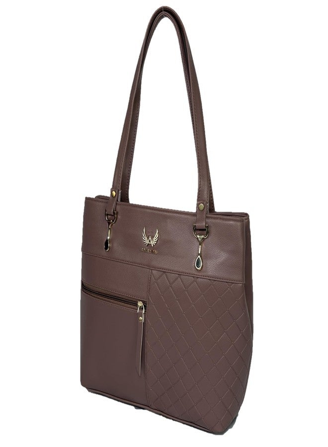 Amanda Vegan Leather Handbag for Women | 2 Zip Compartments Inner Pocket Front Zipper | Carry Bag for Office, College, Party Use | Stylish Bag for Girls | Purse for Everyday Use - Brown - Image 3