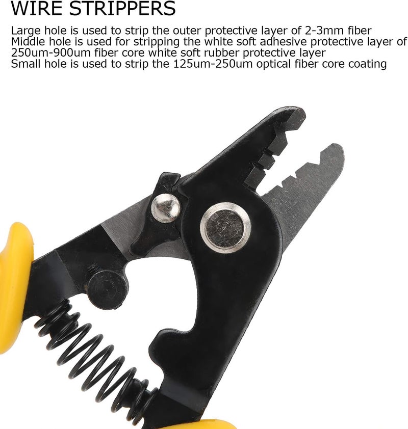 UPTODATETOOLS Fiber Optic Pliers Fiber Wire Strippers High Hardness 3 Holes Optical Fiber Stripping Pliers Tool - Image 3