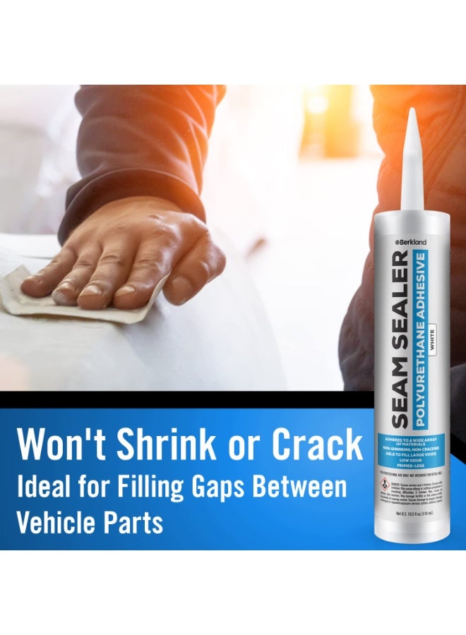 Berkland Polyurethane Seam Sealer Automotive Compound Kit - Durable & Flexible Auto Body Filler - Seam & Joint Compound for Bare, Primed or Painted Surfaces - Automotive Seam Sealer White - RV Roof Sealant  - Image 1