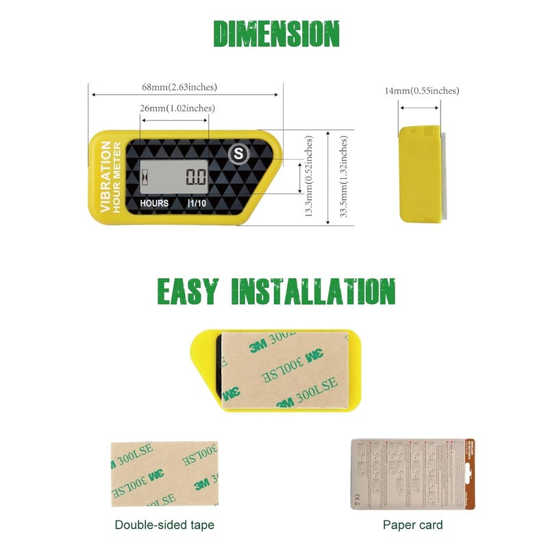 YOOREAL Vibration Hour Meter,Maintenance Hours for Gas Diesel Engine Powered Generator Compressor Motorcycle Snowblower Trailer Motor Grader Pressure Washer - Image 5