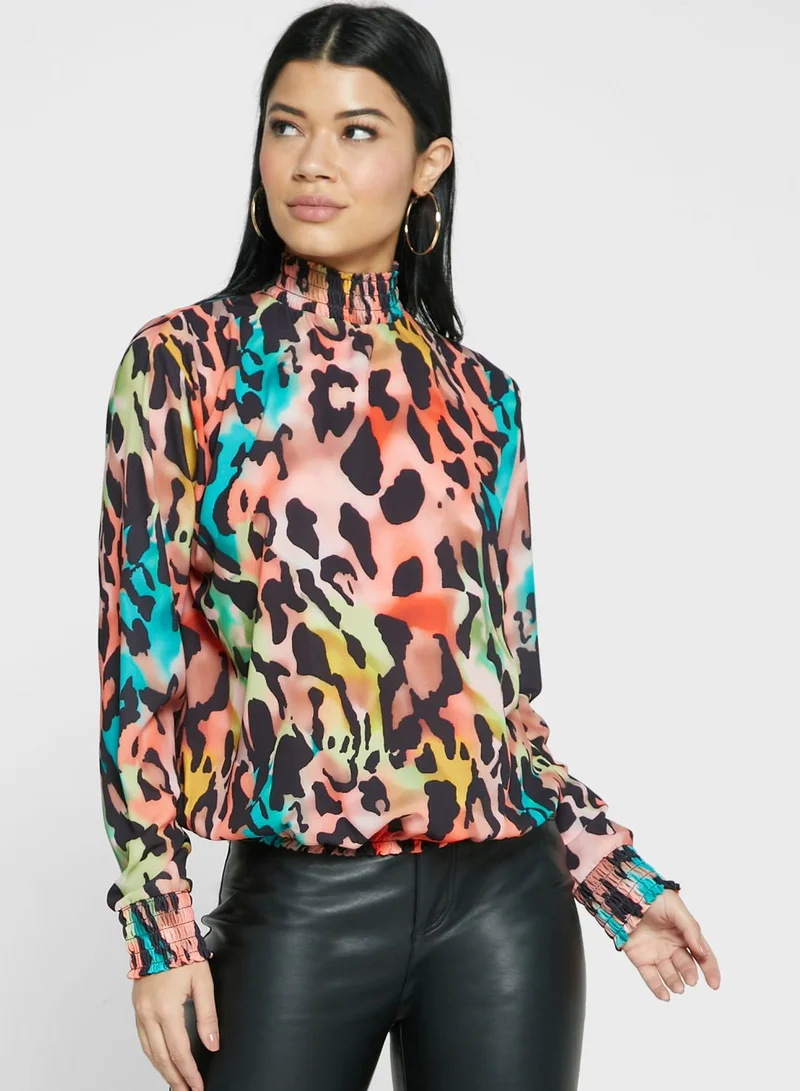 LASULA High Neck Printed Top