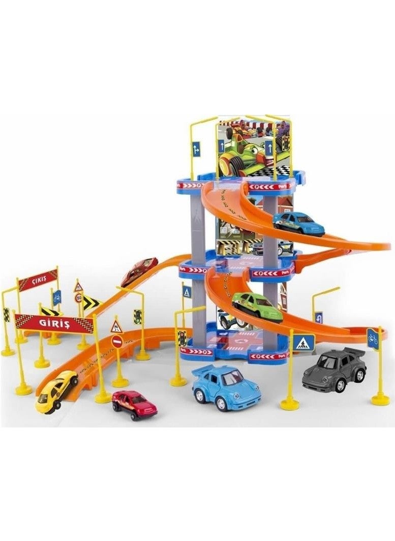 Erdem Oyuncak - Erdem Toys 3-Storey Car Park Toy Set with Accessories - Image 1