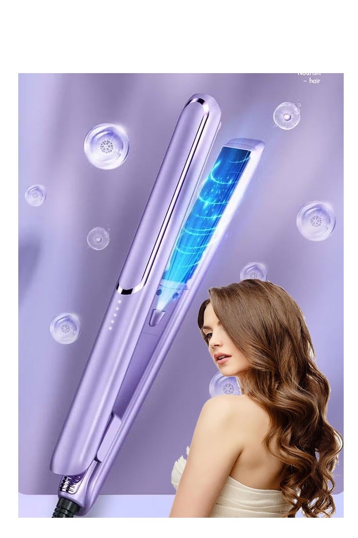 Generic 2-in-1Hair Straightener & Curler, Titanium Flat Iron with Adjustable Temp, 30s Fast Heat Straightening Iron for Hair, Fast Heating for All Hair Types, Gift for Women Girls, Purple  - Image 1