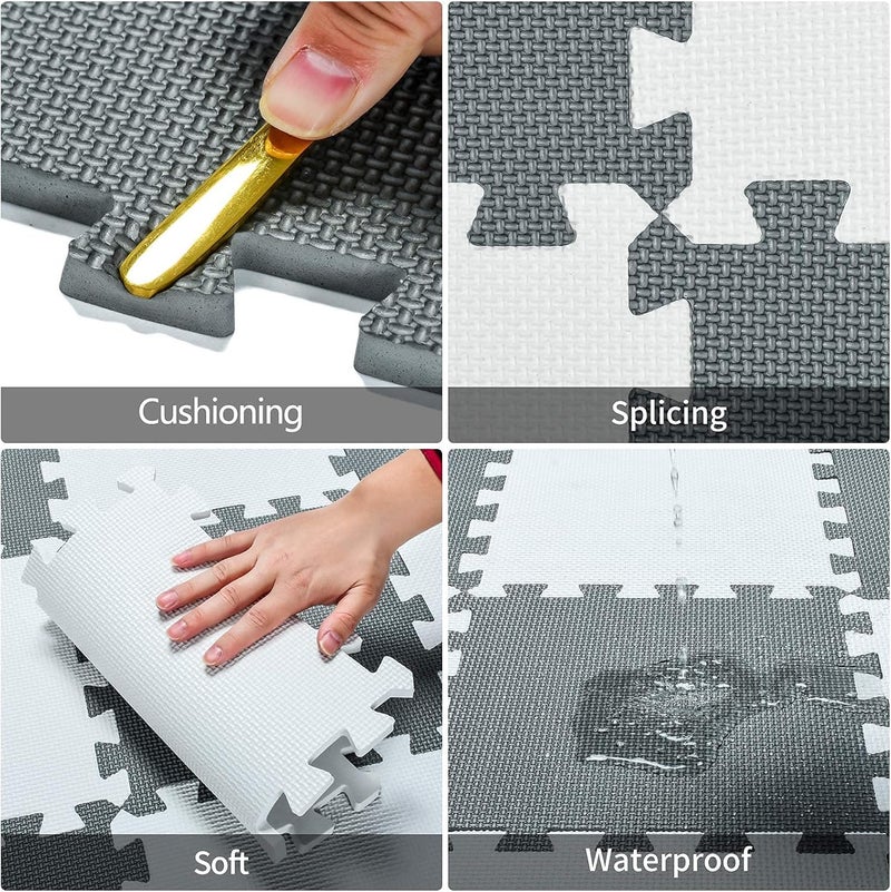 EVA Rubber 18 Tiles Interlocking Puzzle Foam Floor Mats - Baby Play Mat for Playing | Exercise Mat for Home Workout. Beige. QC-Jb18N - Image 5