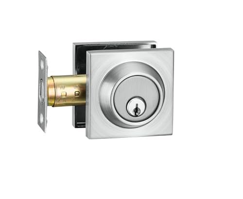 Berlin Modisch Sleek Series Square Single Cylinder Deadbolt Lock for Front Door Entrance Modern High Security Heavy Duty Satin Nickel Finish - Image 3